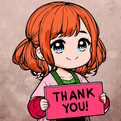 a realistic little girl holding a sign that says thank you