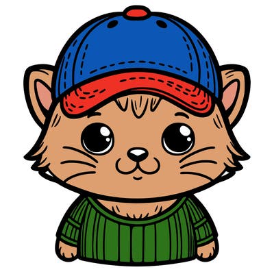 a cat wearing a baseball hat