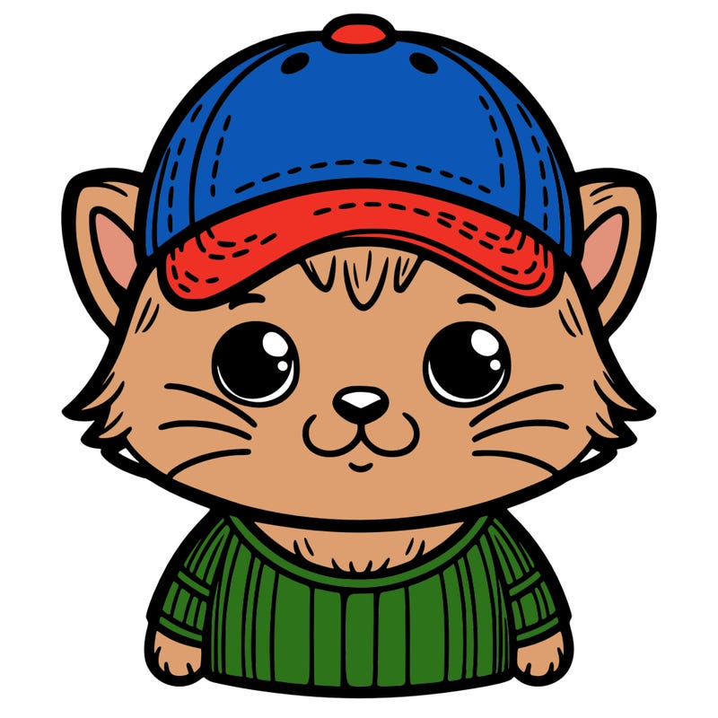 a cat wearing a baseball hat
