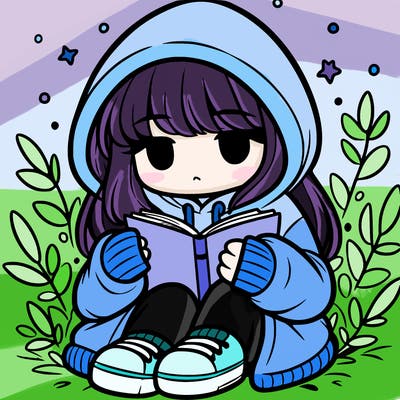 girl in oversized hoodie reading a book