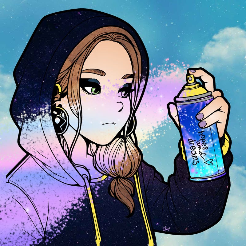 a realistic girl, spray painting