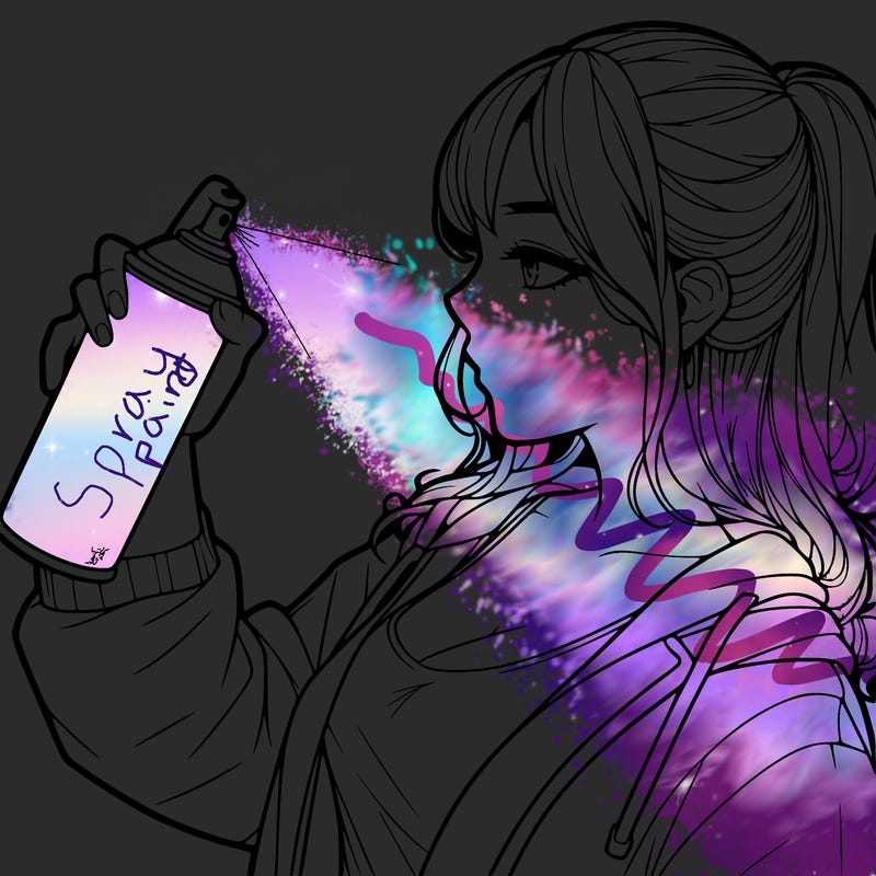 a realistic girl spray, painting