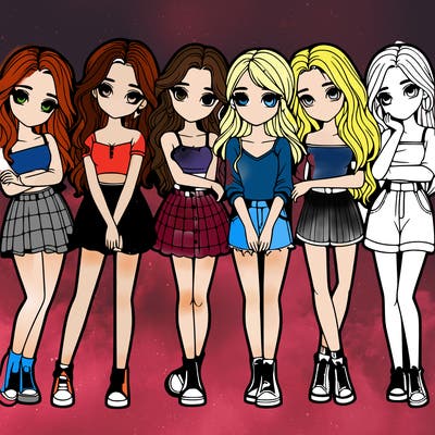 a group of girls realistic