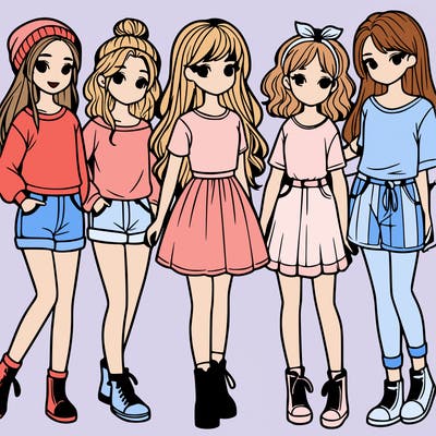 a group of five girls
