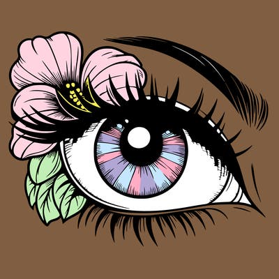 realistic eye with flower