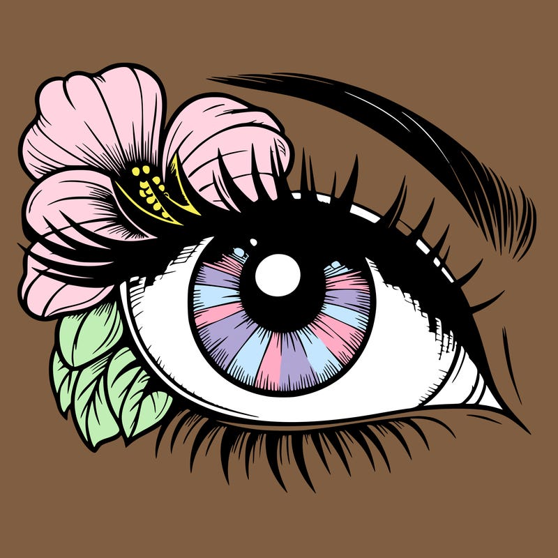 realistic eye with flower