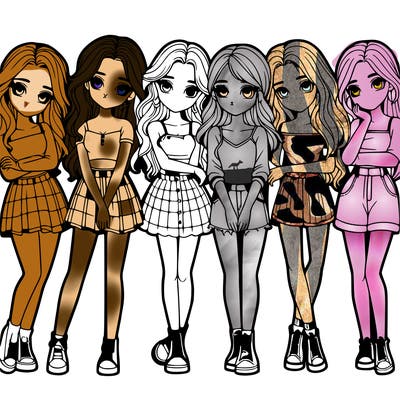 a group of girls realistic