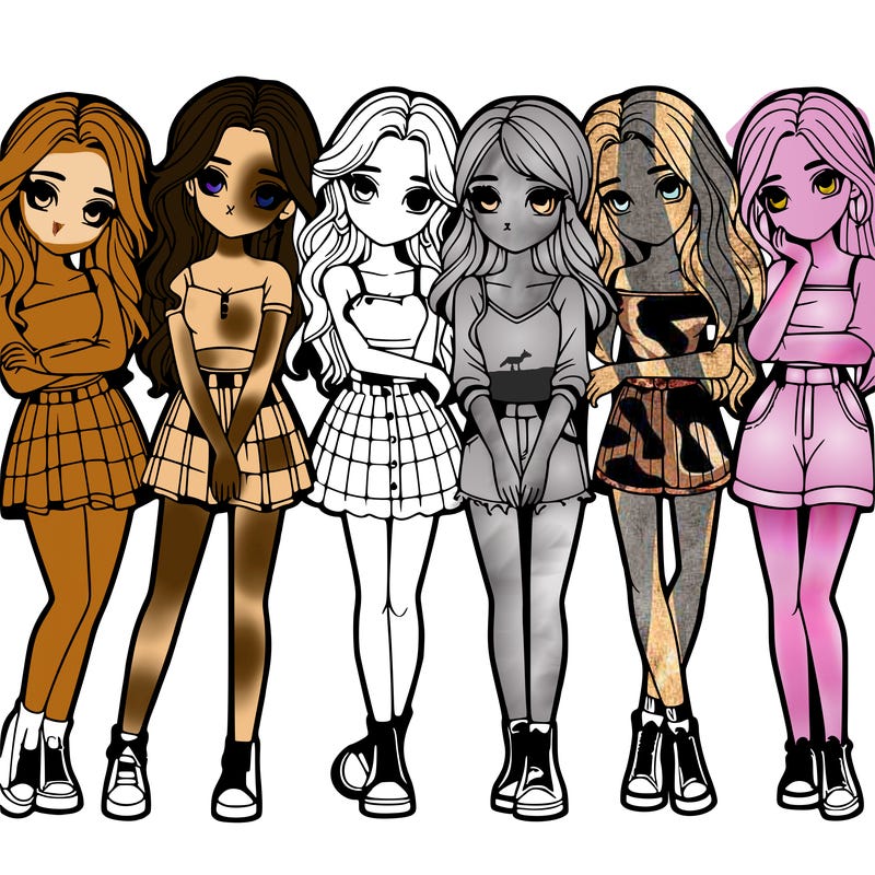 a group of girls realistic