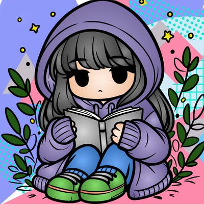 girl in oversized hoodie reading a book