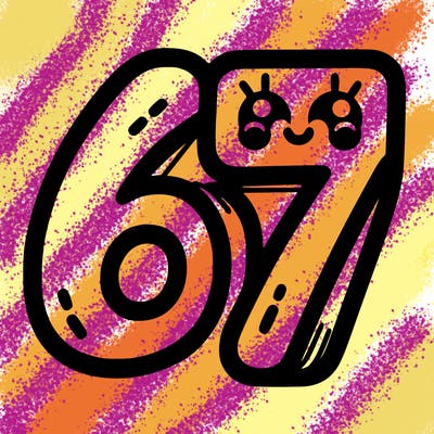 the numbers 67