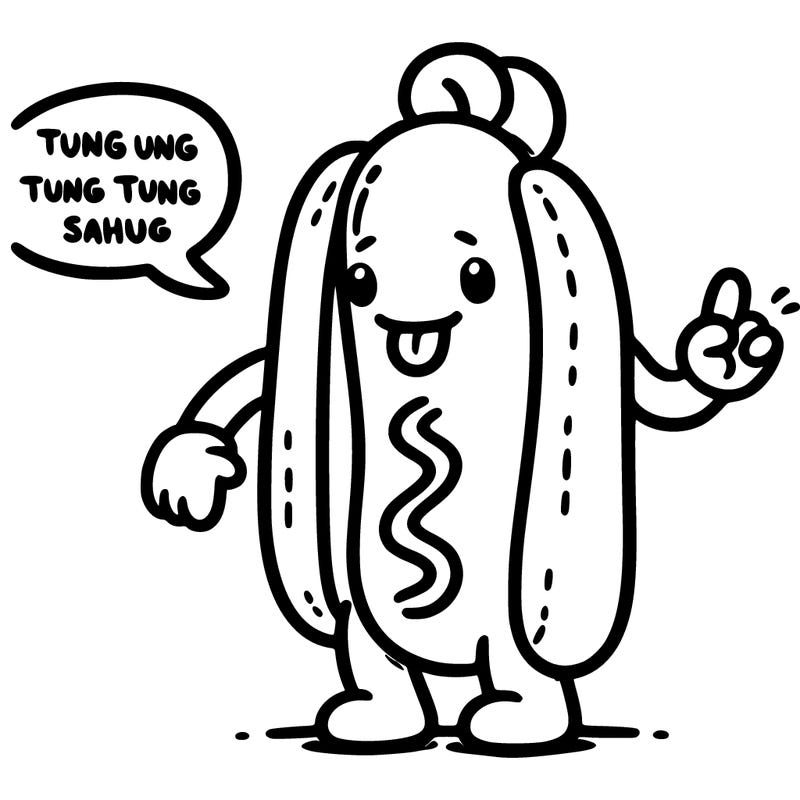 a hot dog dog with tung tung tung sahud