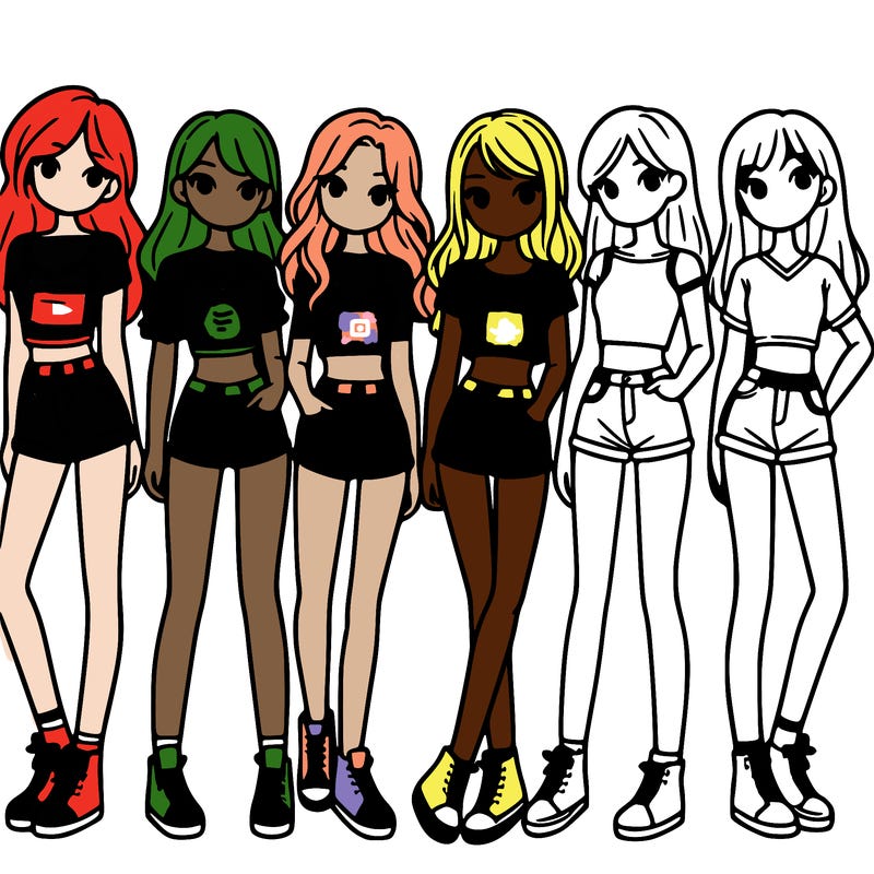 a group of girls wearing crop tops and shorts