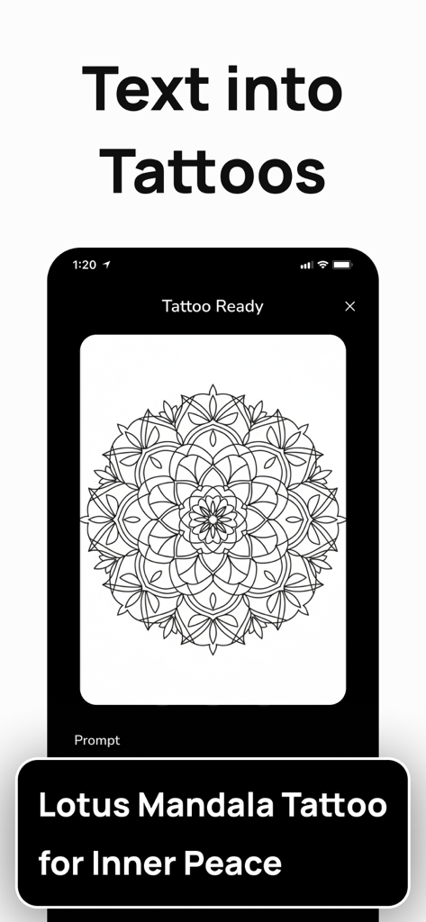 AI Tattoo Generator: Ink4 - Ink4 AIでテキストから生成された蓮の花の曼荼羅タトゥーデザイン