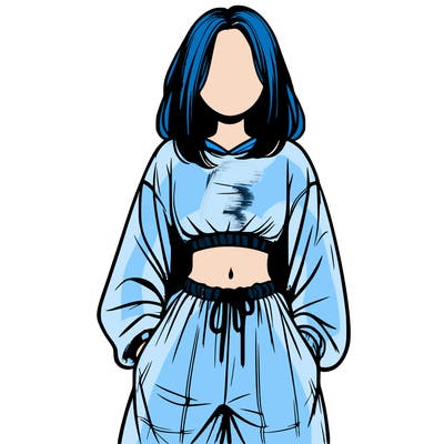 realistic girl faceless with baggy pants and a crop top