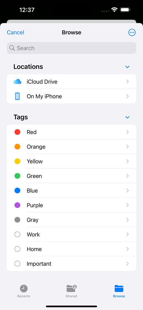 Interfaz para explorar y seleccionar archivos de vídeo espacial de iCloud o del almacenamiento local del iPhone