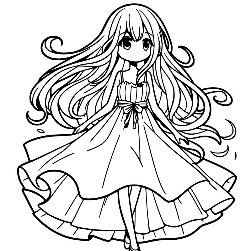 manga girl with a flowing dress