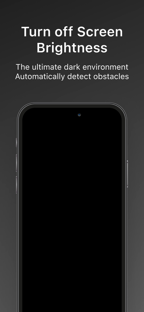 Smartphone screen showing how to turn off brightness and detect obstacles in dark environments