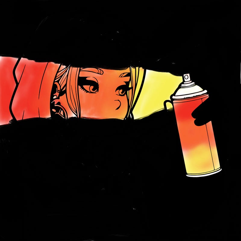 a realistic girl, spray painting