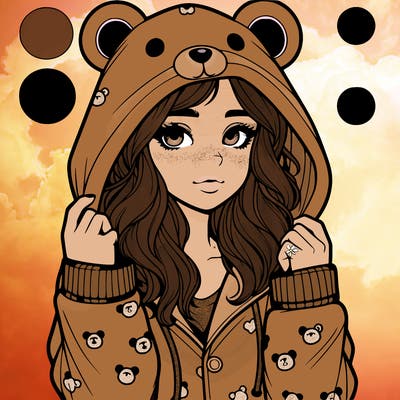 realistic girl in a animal pjs hoodie