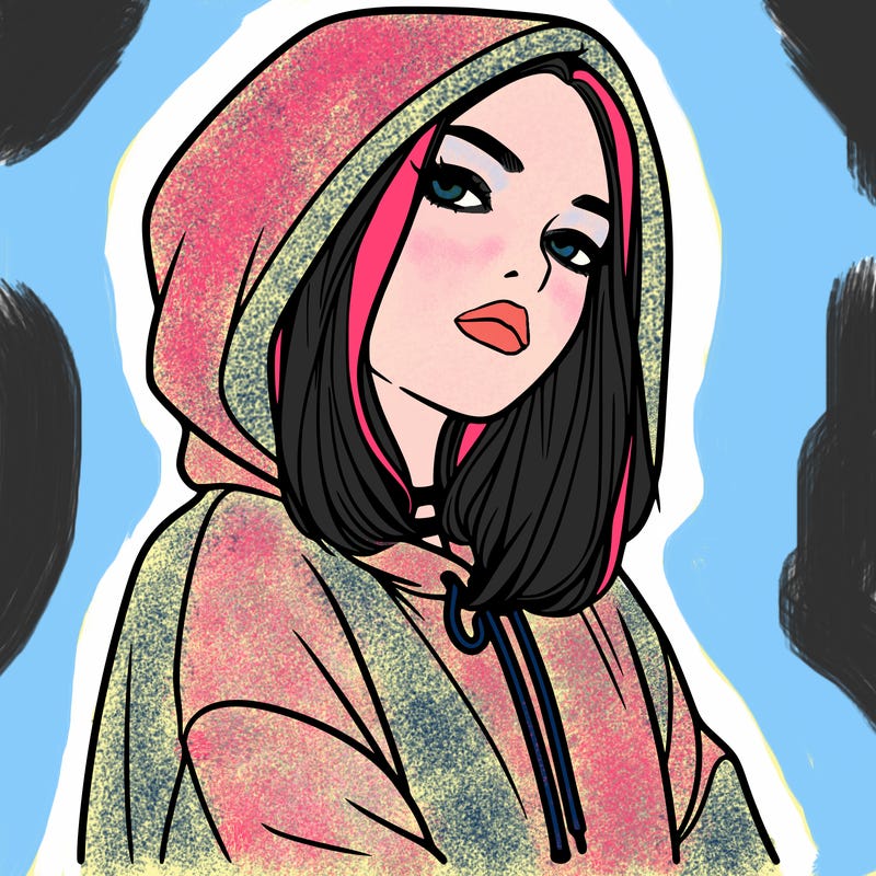 a realistic girl in a hoodie