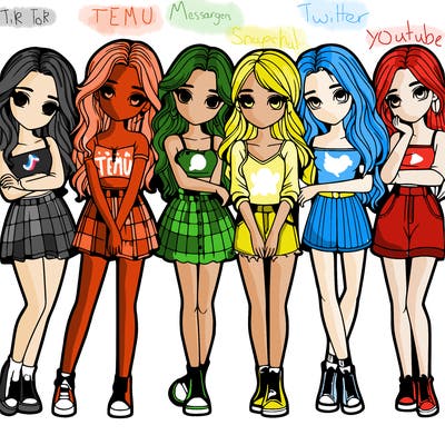 a group of girls realistic