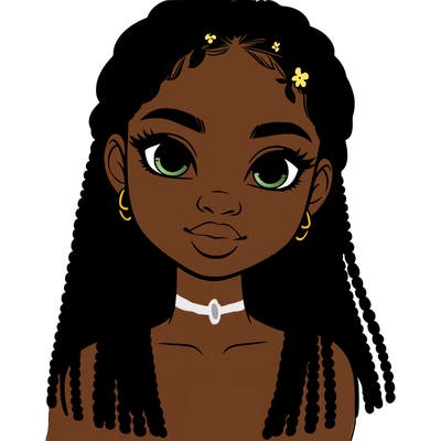 a realistic black girl with braids