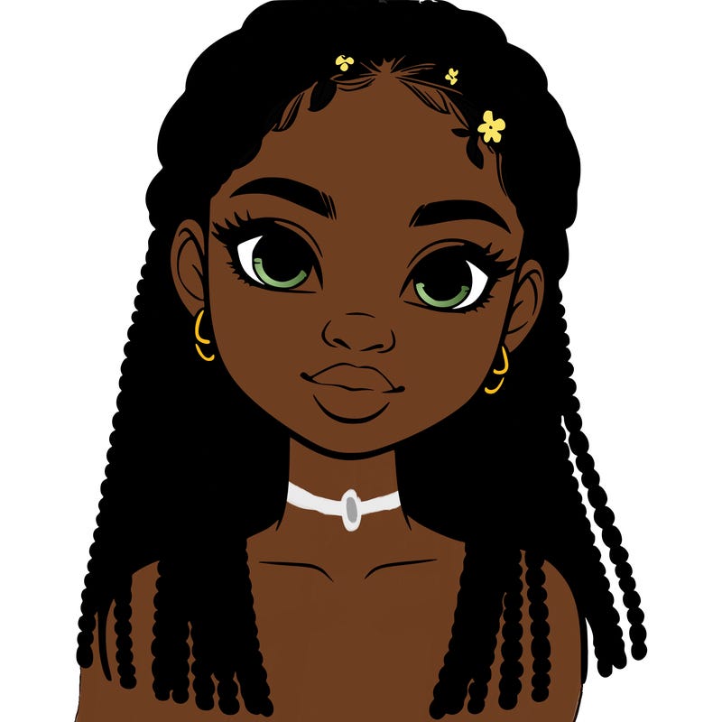 a realistic black girl with braids