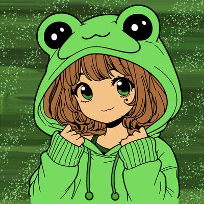 a cute teenage girl wearing a frog hoodie