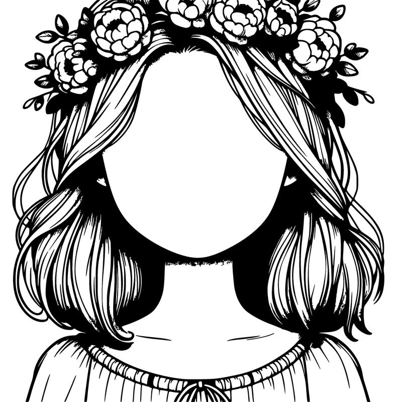 realistic girl with no face and flower crown