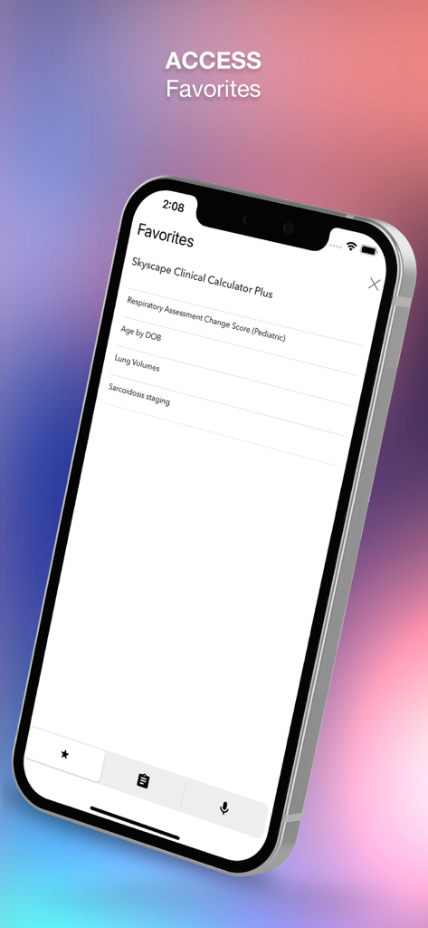 Favorites screen of the Harrisons Manual Medicine app showing clinical calculator shortcuts