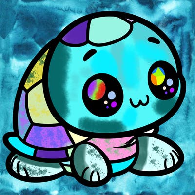 cute little animated turtle