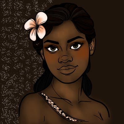 a realistic polynesian woman with a samoan pacific look and a taupou