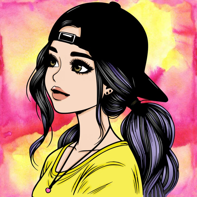 realistic girl with a backwards hat