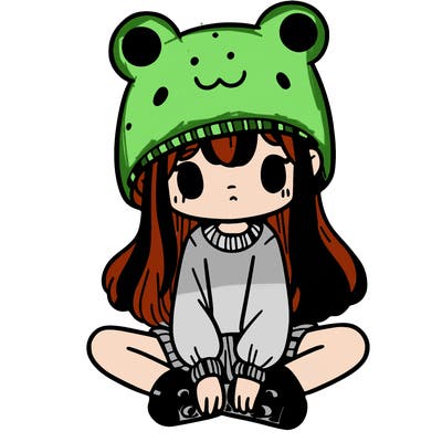 a girl wearing a frog hat and some frog socks