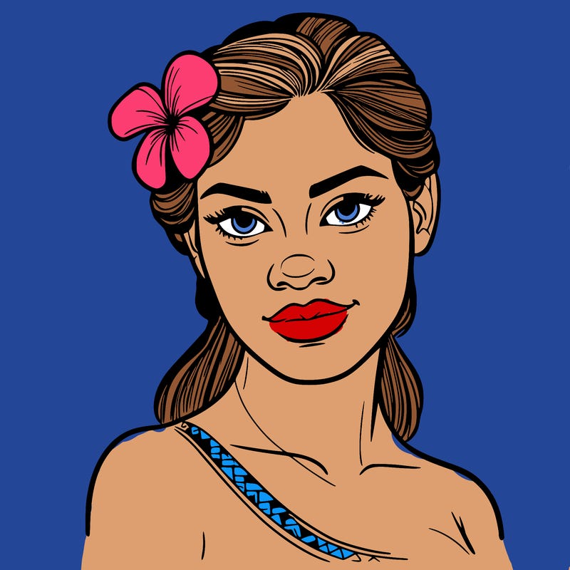 a realistic polynesian woman with a samoan pacific look and a taupou