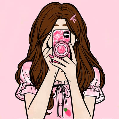 a realistic girl holding her phone taking pictures