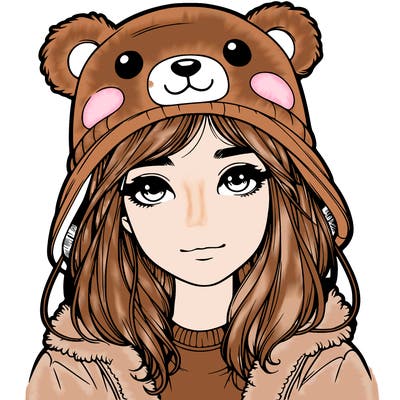 realistic girl with bear hat