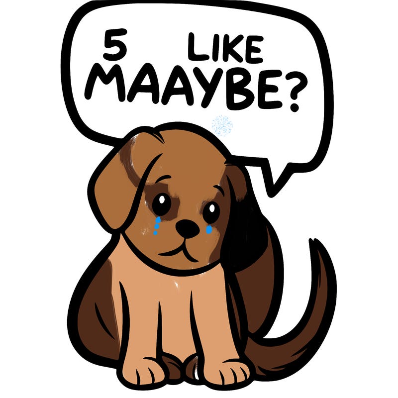 a puppy that says 5 like maybe