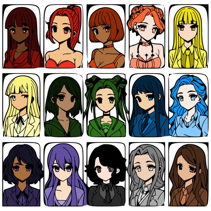 girls that look diffrent anime