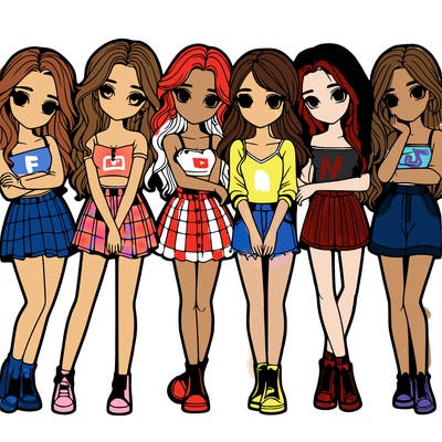 a group of girls realistic