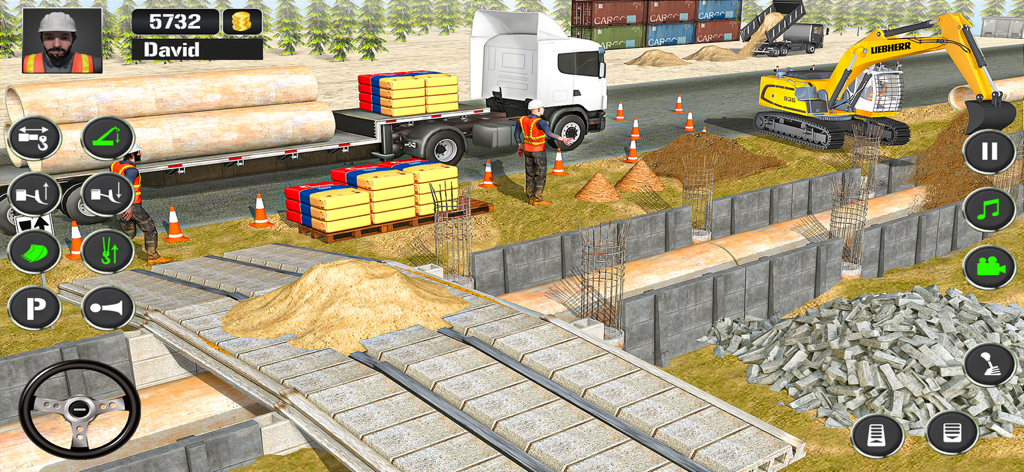 Excavator Construction Game 3d - Jugabilidad de simulador de construcción 3D con una excavadora y un camión de carga en una obra