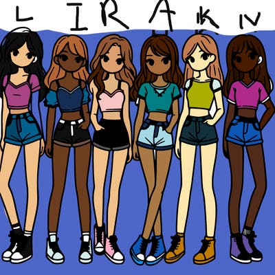 a group of girls wearing crop tops and shorts