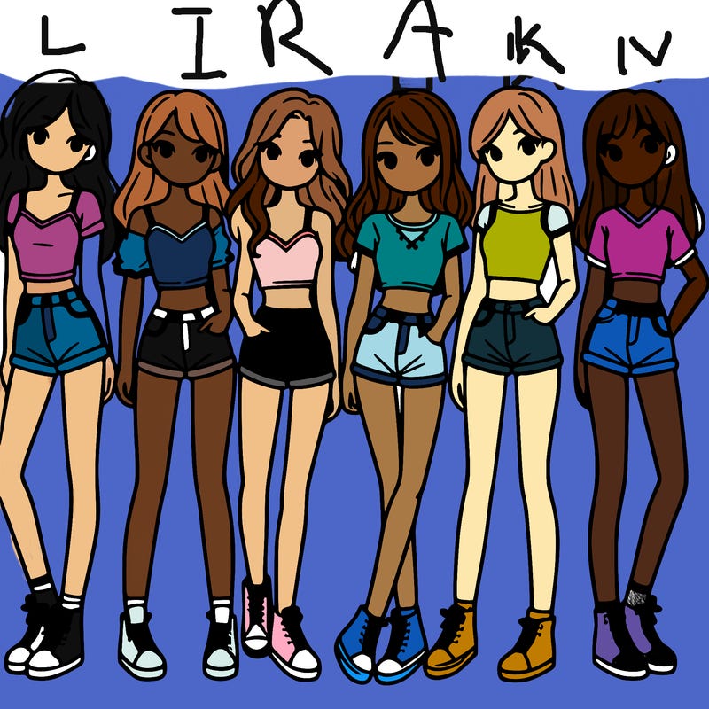 a group of girls wearing crop tops and shorts