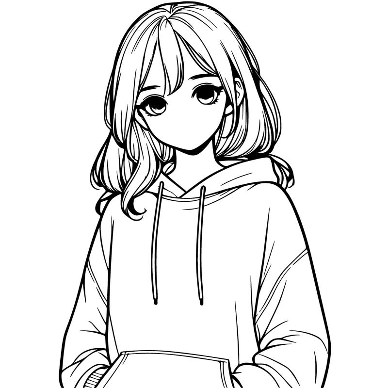 realistic girl with sweat shirt on