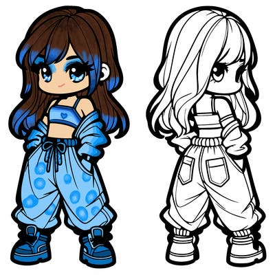girl in crop top and baggy pants