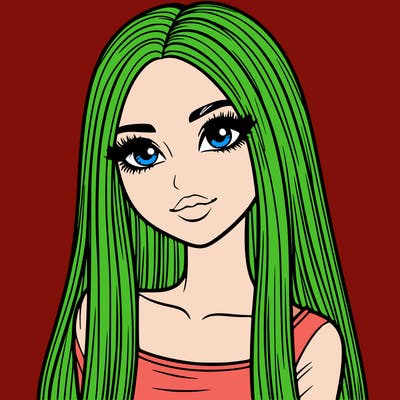 realistic girl with straight and long hair