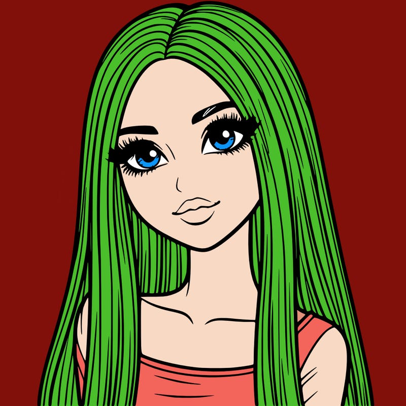 realistic girl with straight and long hair