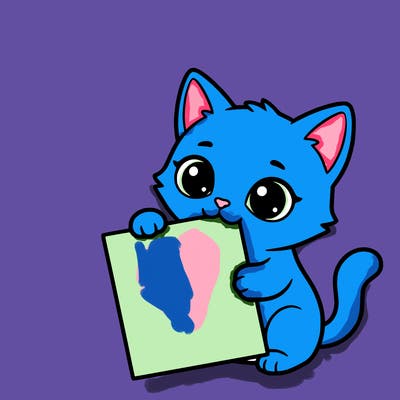 a small cat with a blank sheet of paper in its hand. the cat is sooooooo cute!