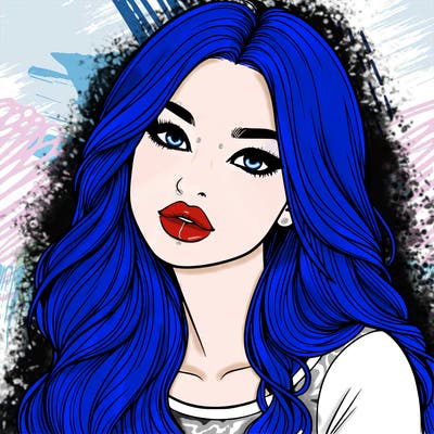 realistic girl with hair on her hair and lips