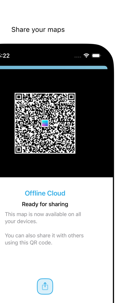 Teilen einer Karte über einen QR-Code in der mobilen Offline Maps und Routen App